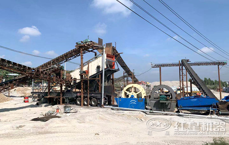 移動(dòng)制砂機(jī)+洗砂+細(xì)砂回收生產(chǎn)線