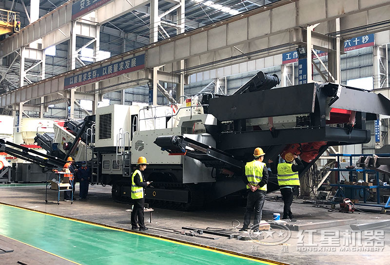 紅星機器建筑垃圾處理設備現(xiàn)貨，客戶考察