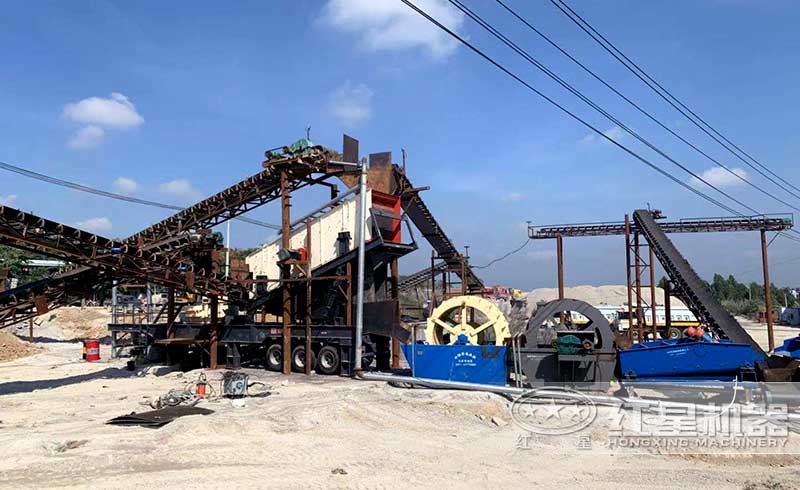紅星移動式制砂機為客戶設計的案例現(xiàn)場
