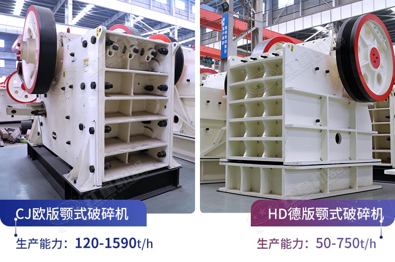 不同產(chǎn)能的顎式破碎機(jī)